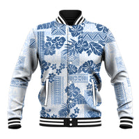 Vintage Hawaii Baseball Jacket Hibiscus Tapa Tribal With Hawaiian Quilt Pattern Blue LT9 Unisex Blue - Polynesian Pride
