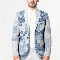 Vintage Hawaii Blazer Hibiscus Tapa Tribal With Hawaiian Quilt Pattern Blue - Polynesian Pride