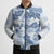 Vintage Hawaii Bomber Puffer Jacket Hibiscus Tapa Tribal With Hawaiian Quilt Pattern Blue - Polynesian Pride