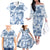 Vintage Hawaii Family Matching Off Shoulder Long Sleeve Dress and Hawaiian Shirt Hibiscus Tapa Tribal With Hawaiian Quilt Pattern Blue LT9 - Polynesian Pride