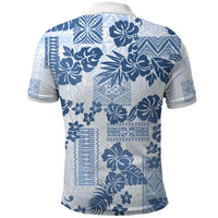 Vintage Hawaii Polo Shirt Hibiscus Tapa Tribal With Hawaiian Quilt Pattern Blue LT9 - Polynesian Pride