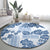 Vintage Hawaii Round Carpet Hibiscus Tapa Tribal With Hawaiian Quilt Pattern Blue LT9 - Polynesian Pride