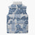 Vintage Hawaii Sleeveless Puffer Jacket Hibiscus Tapa Tribal With Hawaiian Quilt Pattern Blue - Polynesian Pride