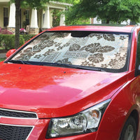 Vintage Hawaii Auto Sun Shade Hibiscus Tapa Tribal With Hawaiian Quilt Pattern Gold - Polynesian Pride