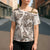 Vintage Hawaii Cross Shoulder Shirt Hibiscus Tapa Tribal With Hawaiian Quilt Pattern Gold - Polynesian Pride