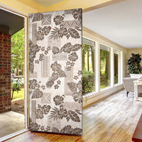 Vintage Hawaii Door Cover Hibiscus Tapa Tribal With Hawaiian Quilt Pattern Gold - Polynesian Pride