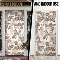 Vintage Hawaii Door Cover Hibiscus Tapa Tribal With Hawaiian Quilt Pattern Gold - Polynesian Pride