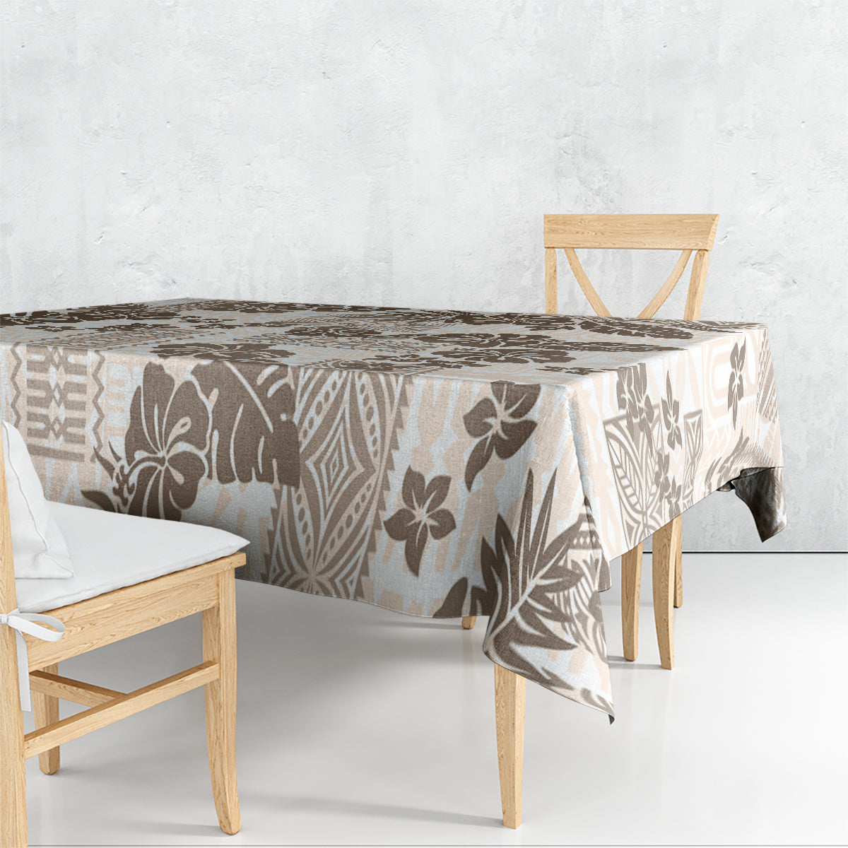 Vintage Hawaii Tablecloth Hibiscus Tapa Tribal With Hawaiian Quilt Pattern Gold LT9 - Polynesian Pride