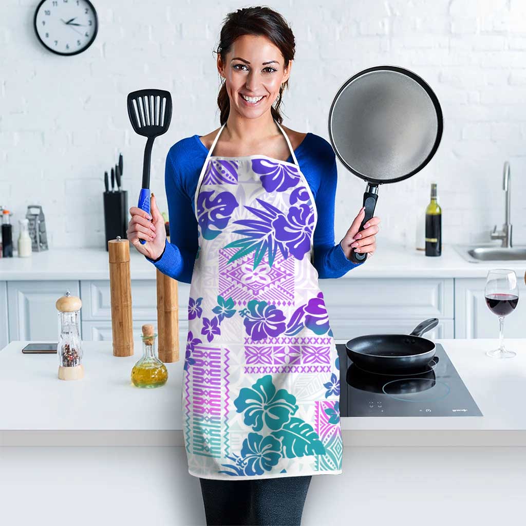 Vintage Hawaii Apron Hibiscus Tapa Tribal With Hawaiian Quilt Pattern Purple - Polynesian Pride
