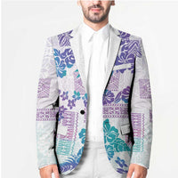 Vintage Hawaii Blazer Hibiscus Tapa Tribal With Hawaiian Quilt Pattern Purple - Polynesian Pride