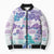 Vintage Hawaii Bomber Puffer Jacket Hibiscus Tapa Tribal With Hawaiian Quilt Pattern Purple - Polynesian Pride
