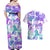 Vintage Hawaii Couples Matching Off Shoulder Maxi Dress and Hawaiian Shirt Hibiscus Tapa Tribal With Hawaiian Quilt Pattern Purple LT9 - Polynesian Pride