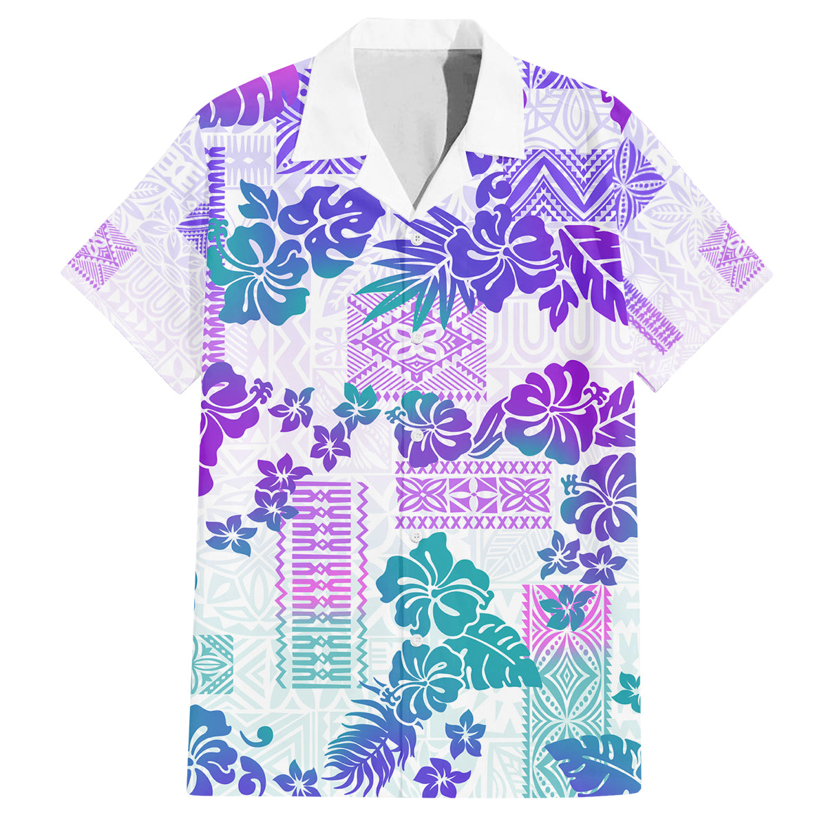 Vintage Hawaii Family Matching Long Sleeve Bodycon Dress and Hawaiian Shirt Hibiscus Tapa Tribal With Hawaiian Quilt Pattern Purple LT9 Dad's Shirt - Short Sleeve Purple - Polynesian Pride