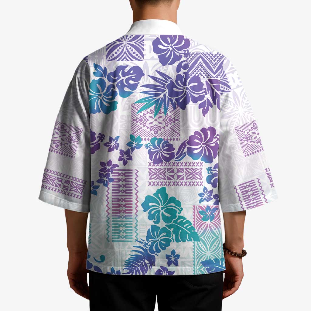 Vintage Hawaii Kimono Hibiscus Tapa Tribal With Hawaiian Quilt Pattern Purple - Polynesian Pride