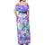 Vintage Hawaii Off Shoulder Maxi Dress Hibiscus Tapa Tribal With Hawaiian Quilt Pattern Purple LT9 - Polynesian Pride