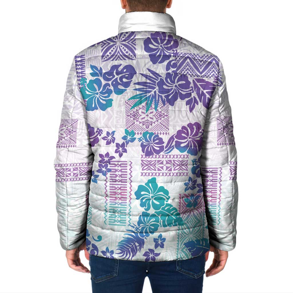 Vintage Hawaii Padded Jacket Hibiscus Tapa Tribal With Hawaiian Quilt Pattern Purple - Polynesian Pride