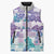 Vintage Hawaii Sleeveless Puffer Jacket Hibiscus Tapa Tribal With Hawaiian Quilt Pattern Purple - Polynesian Pride