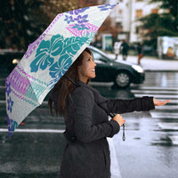 Vintage Hawaii Umbrella Hibiscus Tapa Tribal With Hawaiian Quilt Pattern Purple - Polynesian Pride