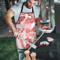 Vintage Hawaii Apron Hibiscus Tapa Tribal With Hawaiian Quilt Pattern Red - Polynesian Pride