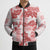 Vintage Hawaii Bomber Puffer Jacket Hibiscus Tapa Tribal With Hawaiian Quilt Pattern Red - Polynesian Pride
