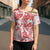 Vintage Hawaii Cross Shoulder Shirt Hibiscus Tapa Tribal With Hawaiian Quilt Pattern Red - undefined