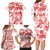 Vintage Hawaii Family Matching Long Sleeve Bodycon Dress and Hawaiian Shirt Hibiscus Tapa Tribal With Hawaiian Quilt Pattern Red LT9 - Polynesian Pride