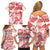 Vintage Hawaii Family Matching Off Shoulder Short Dress and Hawaiian Shirt Hibiscus Tapa Tribal With Hawaiian Quilt Pattern Red LT9 - Polynesian Pride