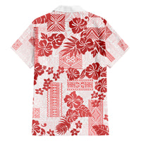 Vintage Hawaii Family Matching Puletasi Dress and Hawaiian Shirt Hibiscus Tapa Tribal With Hawaiian Quilt Pattern Red LT9 - Polynesian Pride