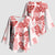 Vintage Hawaii Kimono Sleeve Blouse Hibiscus Tapa Tribal With Hawaiian Quilt Pattern Red - Polynesian Pride
