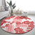 Vintage Hawaii Round Carpet Hibiscus Tapa Tribal With Hawaiian Quilt Pattern Red LT9 - Polynesian Pride