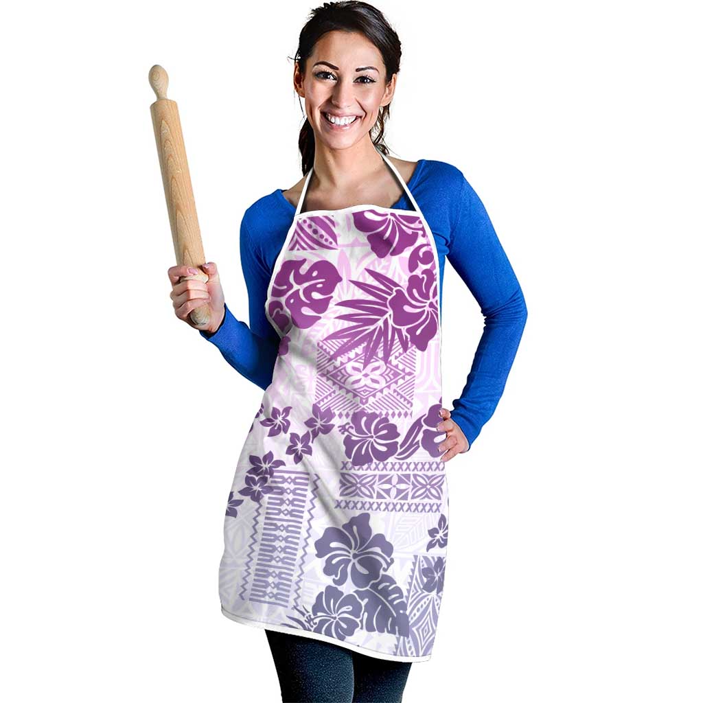 Vintage Hawaii Apron Hibiscus Tapa Tribal With Hawaiian Quilt Pattern Violet - Polynesian Pride