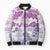 Vintage Hawaii Bomber Puffer Jacket Hibiscus Tapa Tribal With Hawaiian Quilt Pattern Violet - Polynesian Pride