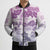 Vintage Hawaii Bomber Puffer Jacket Hibiscus Tapa Tribal With Hawaiian Quilt Pattern Violet - Polynesian Pride