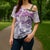 Vintage Hawaii Cross Shoulder Shirt Hibiscus Tapa Tribal With Hawaiian Quilt Pattern Violet - Polynesian Pride