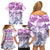 Vintage Hawaii Family Matching Off Shoulder Short Dress and Hawaiian Shirt Hibiscus Tapa Tribal With Hawaiian Quilt Pattern Violet LT9 - Polynesian Pride