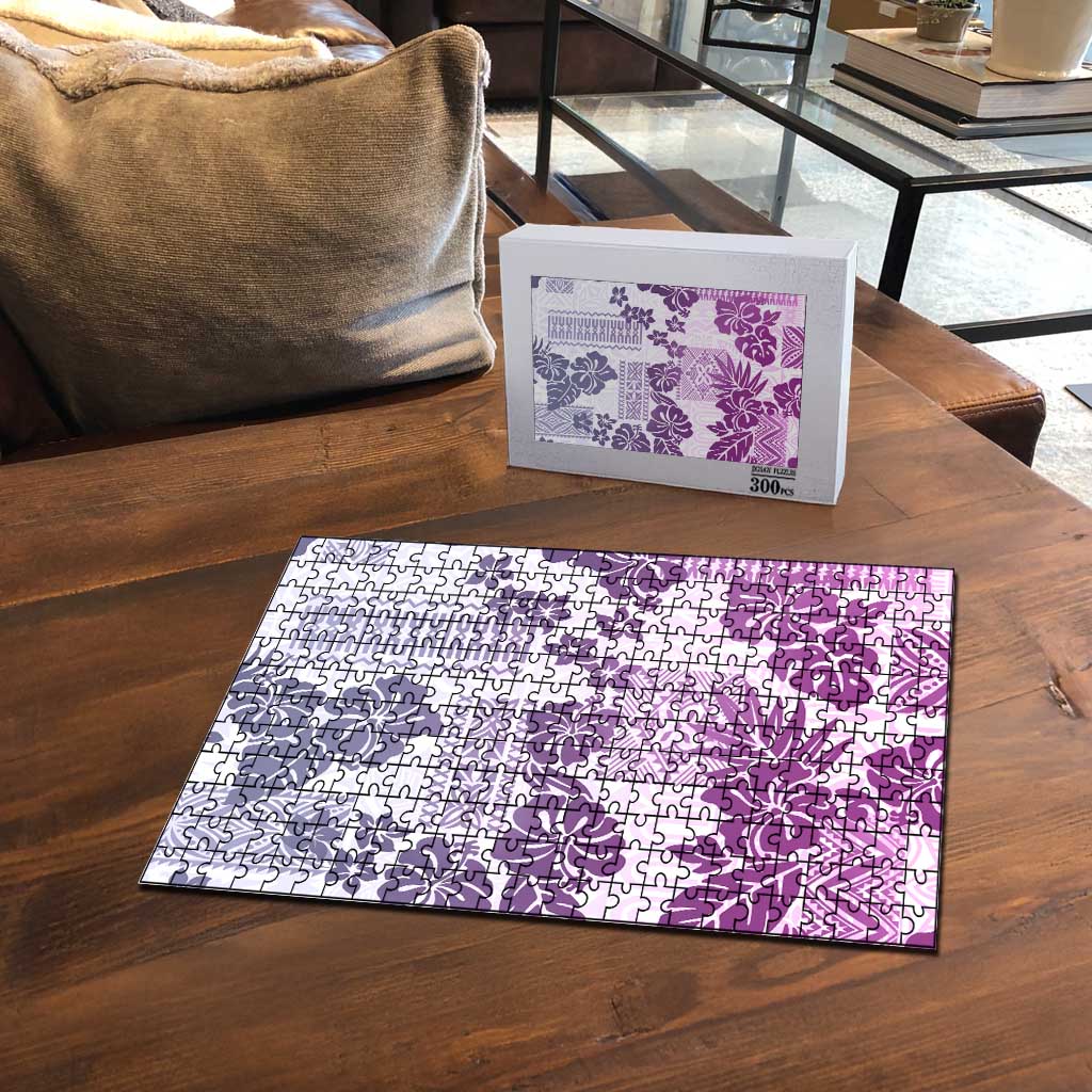 Vintage Hawaii Puzzle Hibiscus Tapa Tribal With Hawaiian Quilt Pattern Violet - Polynesian Pride