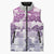Vintage Hawaii Sleeveless Puffer Jacket Hibiscus Tapa Tribal With Hawaiian Quilt Pattern Violet - Polynesian Pride