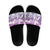 Vintage Hawaii Slide Sandals Hibiscus Tapa Tribal With Hawaiian Quilt Pattern Violet - Polynesian Pride