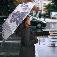 Vintage Hawaii Umbrella Hibiscus Tapa Tribal With Hawaiian Quilt Pattern Violet - Polynesian Pride