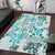 Hawaii Tapa Tribal Area Rug With Hawaiian Quilt Pattern Aqua LT9 Aqua - Polynesian Pride