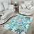 Hawaii Tapa Tribal Area Rug With Hawaiian Quilt Pattern Aqua LT9 - Polynesian Pride