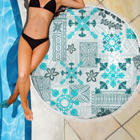 Hawaii Tapa Tribal Beach Blanket With Hawaiian Quilt Pattern Aqua LT9 - Wonder Print Shop
