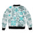 Hawaii Tapa Tribal Bomber Jacket With Hawaiian Quilt Pattern Aqua LT9 - Polynesian Pride