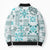 Hawaii Tapa Tribal Bomber Puffer Jacket With Hawaiian Quilt Pattern Aqua - Polynesian Pride