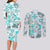 Hawaii Tapa Tribal Couples Matching Long Sleeve Bodycon Dress and Long Sleeve Button Shirt With Hawaiian Quilt Pattern Aqua LT9 - Polynesian Pride