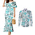 Hawaii Tapa Tribal Couples Matching Mermaid Dress and Long Sleeve Button Shirt With Hawaiian Quilt Pattern Aqua LT9 Aqua - Polynesian Pride