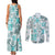 Hawaii Tapa Tribal Couples Matching Tank Maxi Dress and Long Sleeve Button Shirt With Hawaiian Quilt Pattern Aqua LT9 - Polynesian Pride