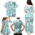 Hawaii Tapa Tribal Family Matching Puletasi Dress and Hawaiian Shirt With Hawaiian Quilt Pattern Aqua LT9 - Polynesian Pride