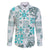 Hawaii Tapa Tribal Family Matching Puletasi Dress and Hawaiian Shirt With Hawaiian Quilt Pattern Aqua LT9 Dad's Shirt - Long Sleeve Aqua - Polynesian Pride