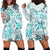 Hawaii Tapa Tribal Hoodie Dress With Hawaiian Quilt Pattern Aqua LT9 - Polynesian Pride